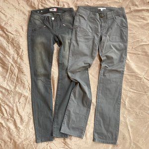 EUC CAbi BUNDLE LOT Gray Zippered Skinny Jeans & Cotton Chino Pants